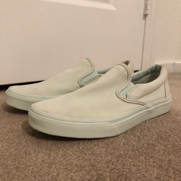 pastel blue vans slip ons